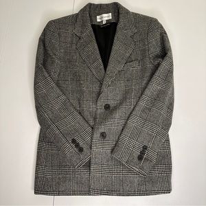 Bloomingdale’s Petite Women’s Cashmere Gray Blazer Suit Jackey Size 10 Plaid
